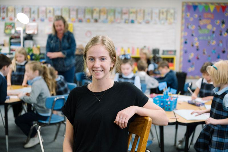 Teacher in a middle school classroom